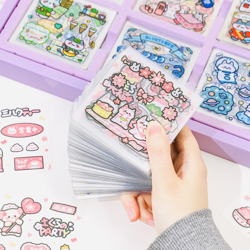 Set 10 Tấm Sticker Mèo Dễ Thương Ngẫu Nhiên