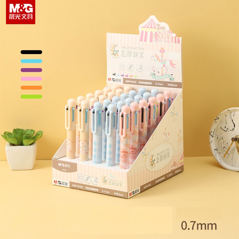Bút bi 6 màu M&amp;G ABPV6102 nét 0.7mm