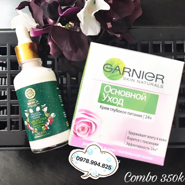 Combo Serum Frozen Natura Siberica+ kem dưỡng ẩm Garnier