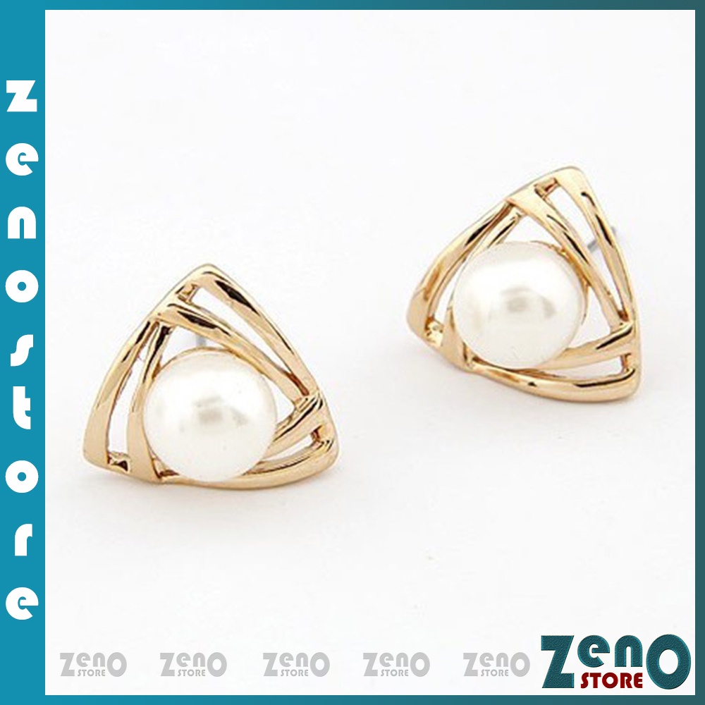 Khuyên tai ZenO bạc S925 KT02, bông tai bạc Ý đính ngọc