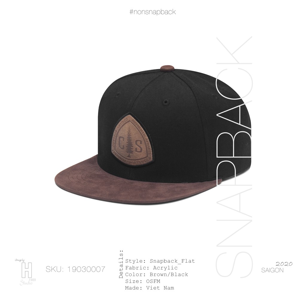 Mũ snapback thời trang nam màu đen vành da cao cấp hàng chất lượng tiêu chuẩn xuất khẩu khóa gài bấm free size