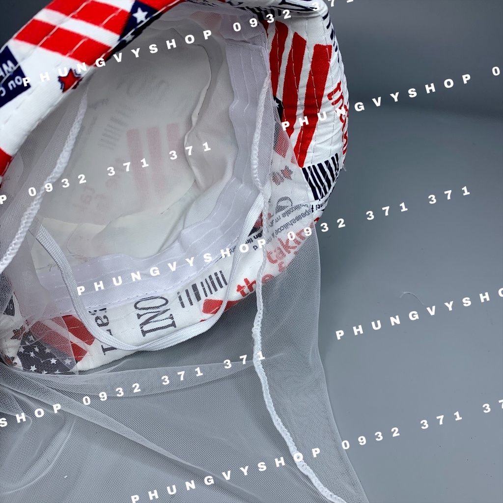 Mũ cho bé có khăn voan cản gió che bụi cho bé sơ sinh- LÁ CỜ MY- nón trai gái