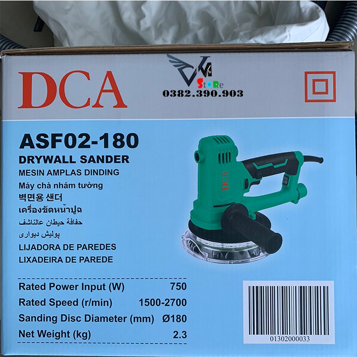 Máy xoa tường 180mm có đèn 750w DCA ASF02-180 - máy chà nhám tường