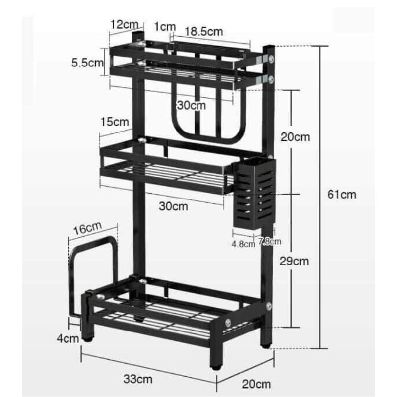 Kệ gia vị 3 tầng sơn tĩnh điện cao cấp có chân đế chống han rỉ