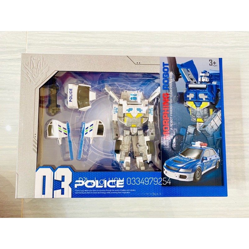 [LOẠI XỊN CÓ CLIP THẬT] Đồ chơi robot biến hình transformer thành xe cảnh sát dành cho bé thích mô hình xe siêu anh hùng