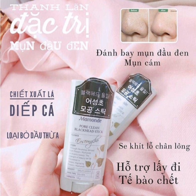 Thanh Lăn Giúp làm tan dần Mụn Đầu Đen Mamonde❤️ Chuẩn Auth 100%❤️ lấy đi tế bào chết và Se lỗ chân lông hiệu quả 18g