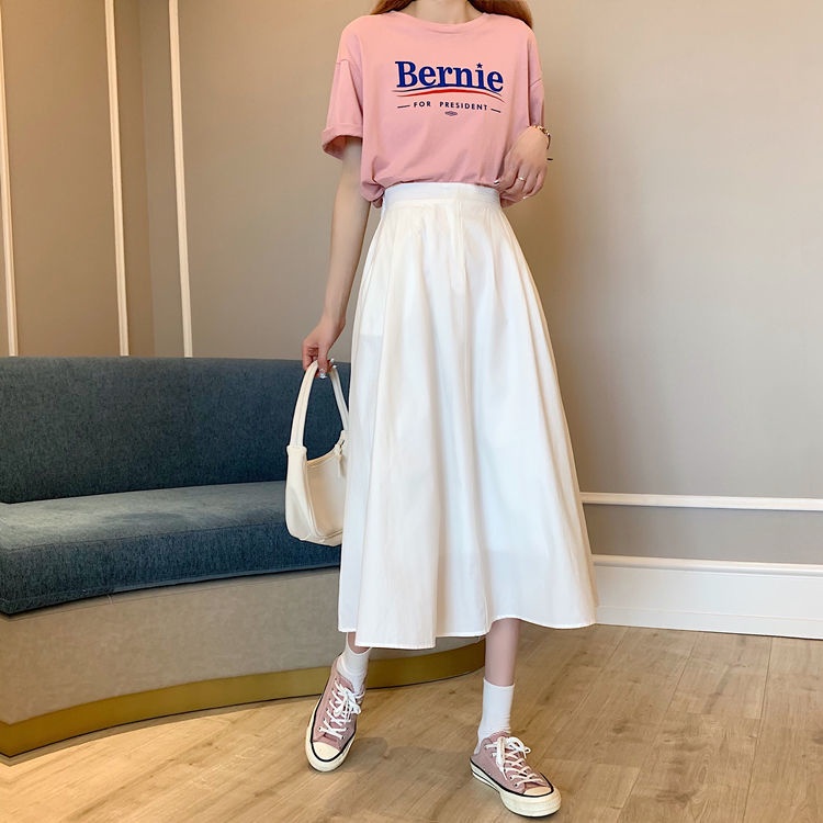 Chân váy chữ A lưng cao dáng rộng thời trang Nhật Hàn cho nữ