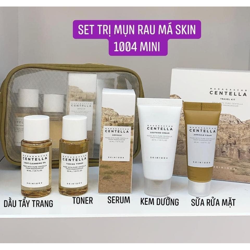 Bộ dưỡng da 5 món skin 1004 Madagascar Centella Travel Kit (chính hãng )