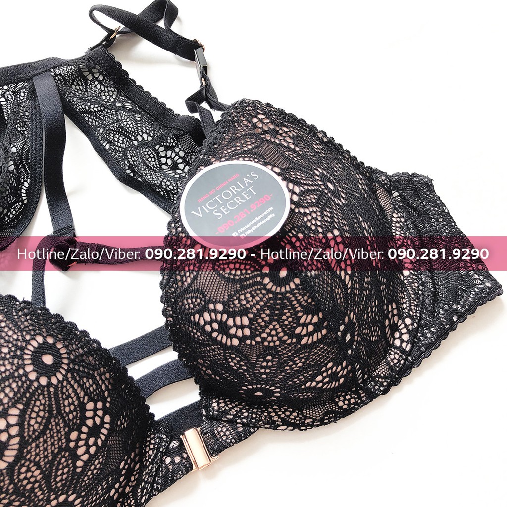 (Bill Mỹ) 32A/A70 - Áo bra dòng Very Sexy nâng ngực, gài trước màu đen - Hàng nhập Victoria's Secret USA