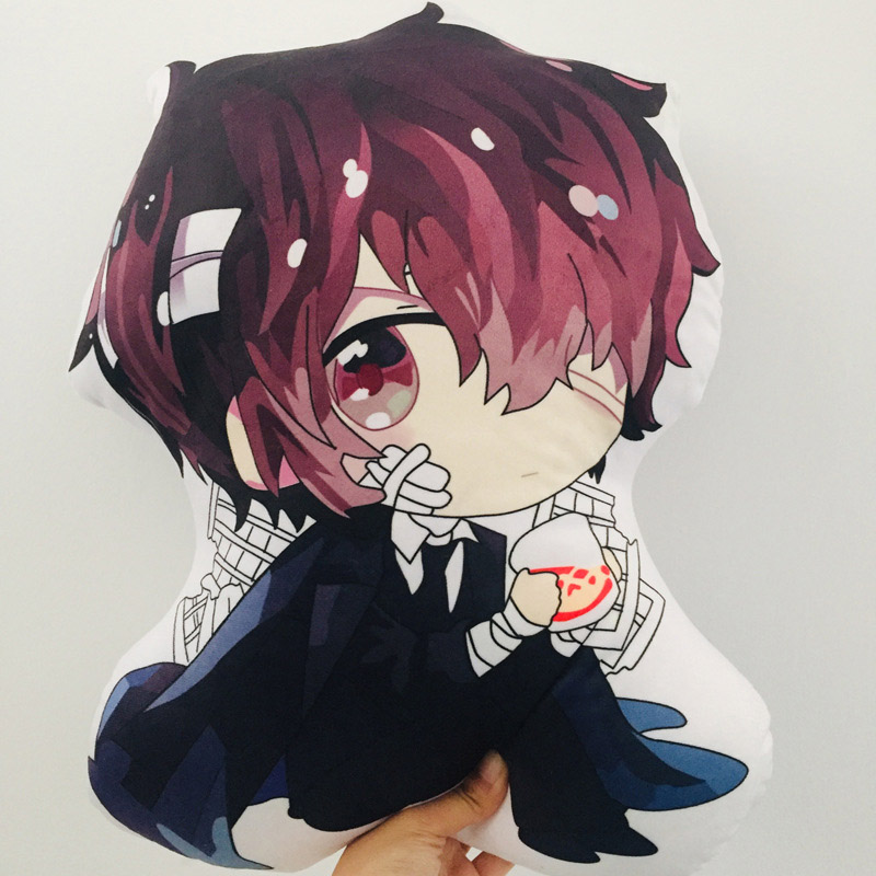 Gối tựa lưng hai mặt nhồi bông hình hoạt hình Bungo Stray Dogs Dazai Atsushi Ranpo Chuuya