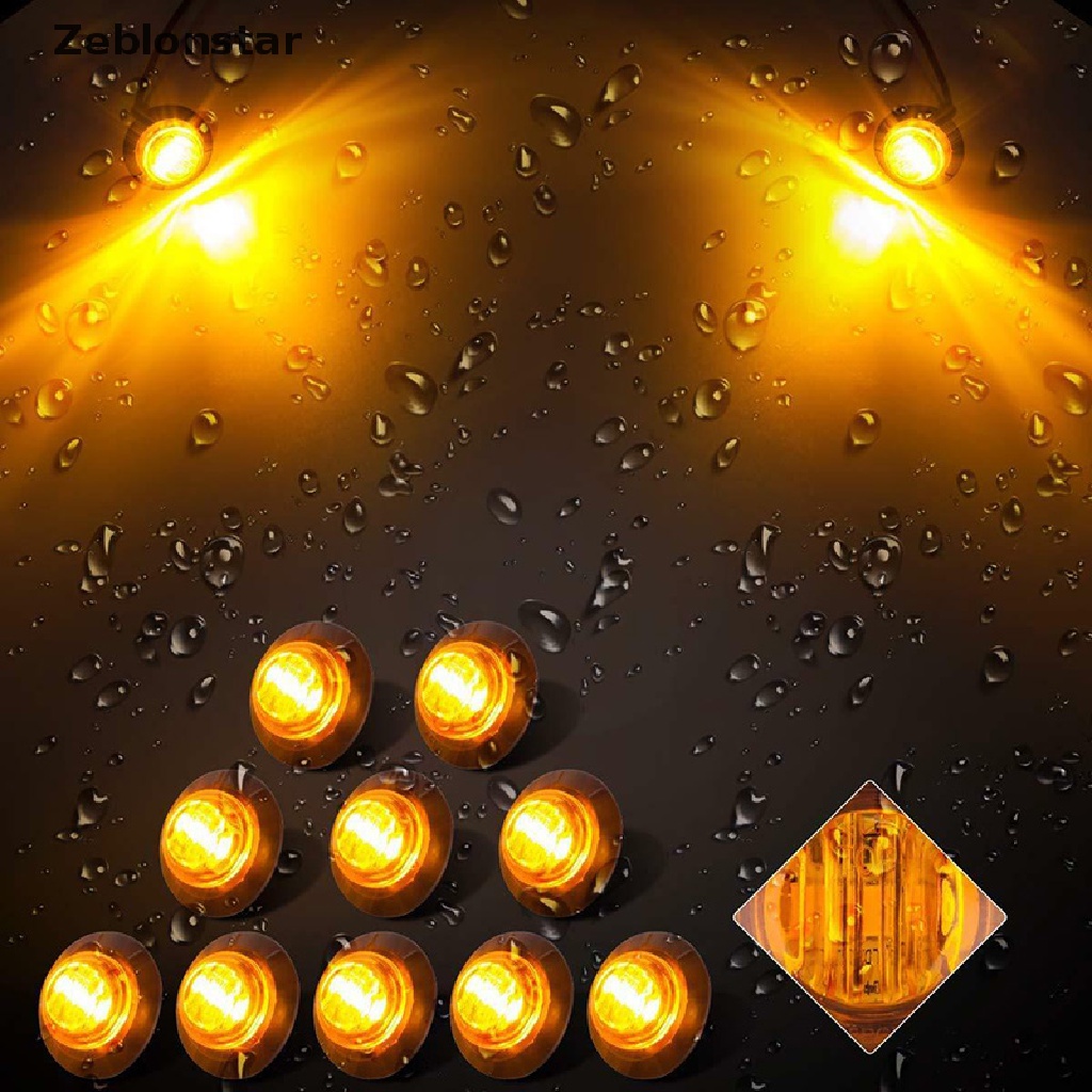 1x 3 / 4 &quot;Đèn Đánh Dấu 3LED 12V Dạng Tròn Nhỏ Màu Vàng Hổ Phách