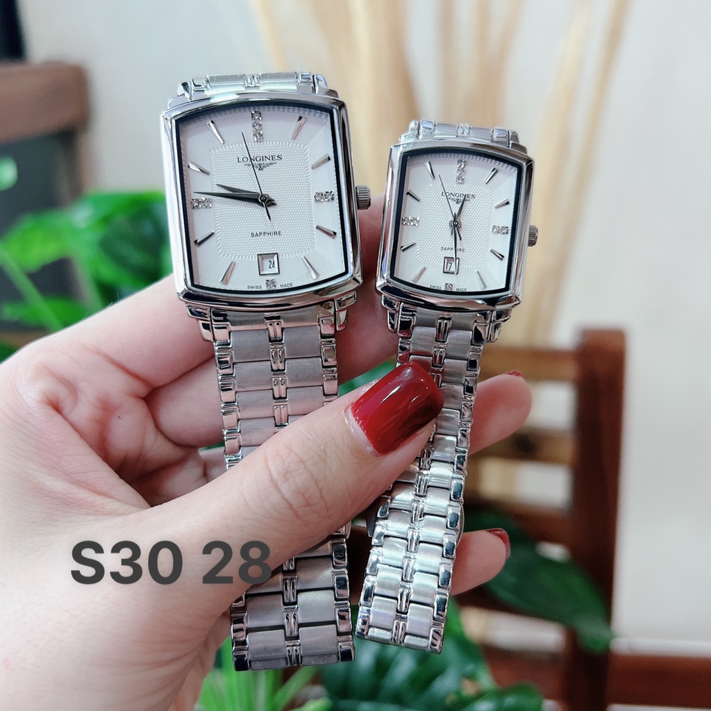 Đồng Hồ Nam Nữ Cặp Đôi 803M Longi Dây Thép - Size 28mm/30mm