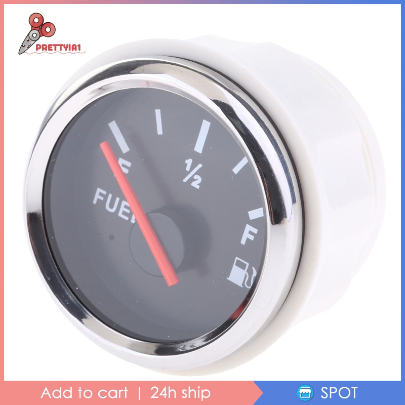 [Prettyia1] Đồng Hồ Đo Mức Độ Nhiên Liệu Xe Hơi Tàu Thuyền 2 "LED Chống Thấm Nước Màu Trắng