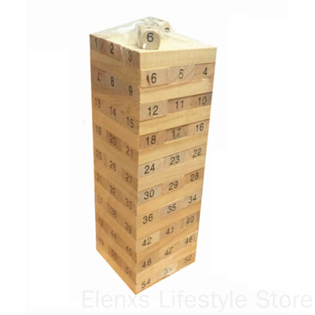 48PCS/Set Wooden Column Building Blocks Game Children Education Toy Number DIY Bricks Toys Baby ELEN