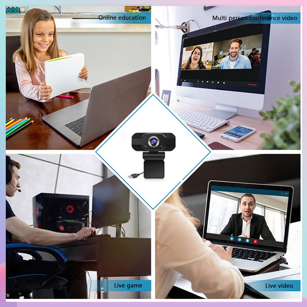 Webcam USB 2MP 1080P HD kèm micro hỗ trợ phát sóng trực tuyến | BigBuy360 - bigbuy360.vn
