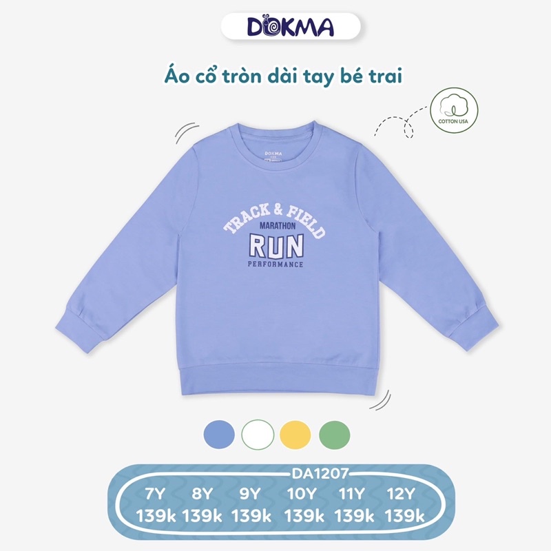 Áo cổ tròn dài tay Bé Trai DOKMA KIDS  (7-12y)