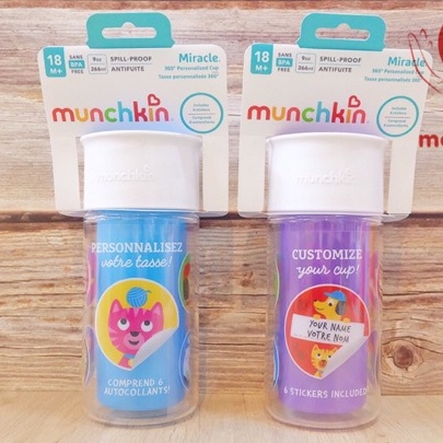 Cốc uống nước 360° chống đổ giữ nhiệt kèm sticker Munchkin 266ml MK17407