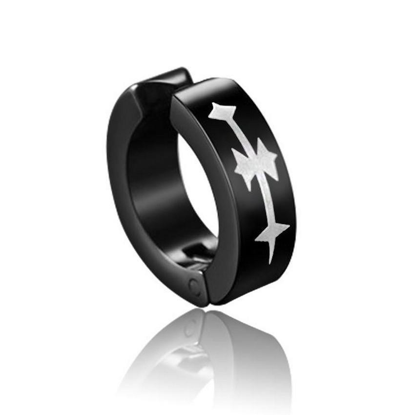 Kẹp vành tai titan đen bông tai không rỉ unisex cá tính