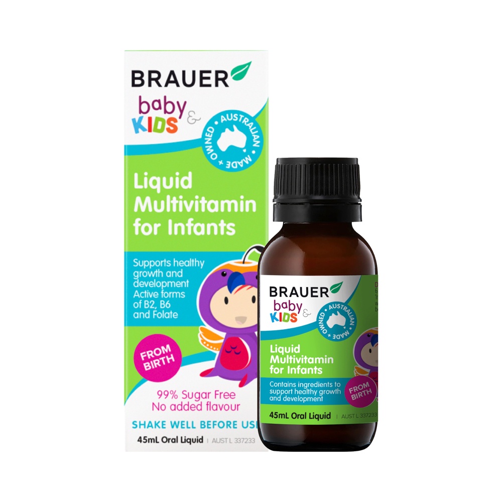 Vitamin tổng hợp Brauer Baby &amp; Kids Liquid Multivitamin For Infants cho bé từ sơ sinh (45ml)