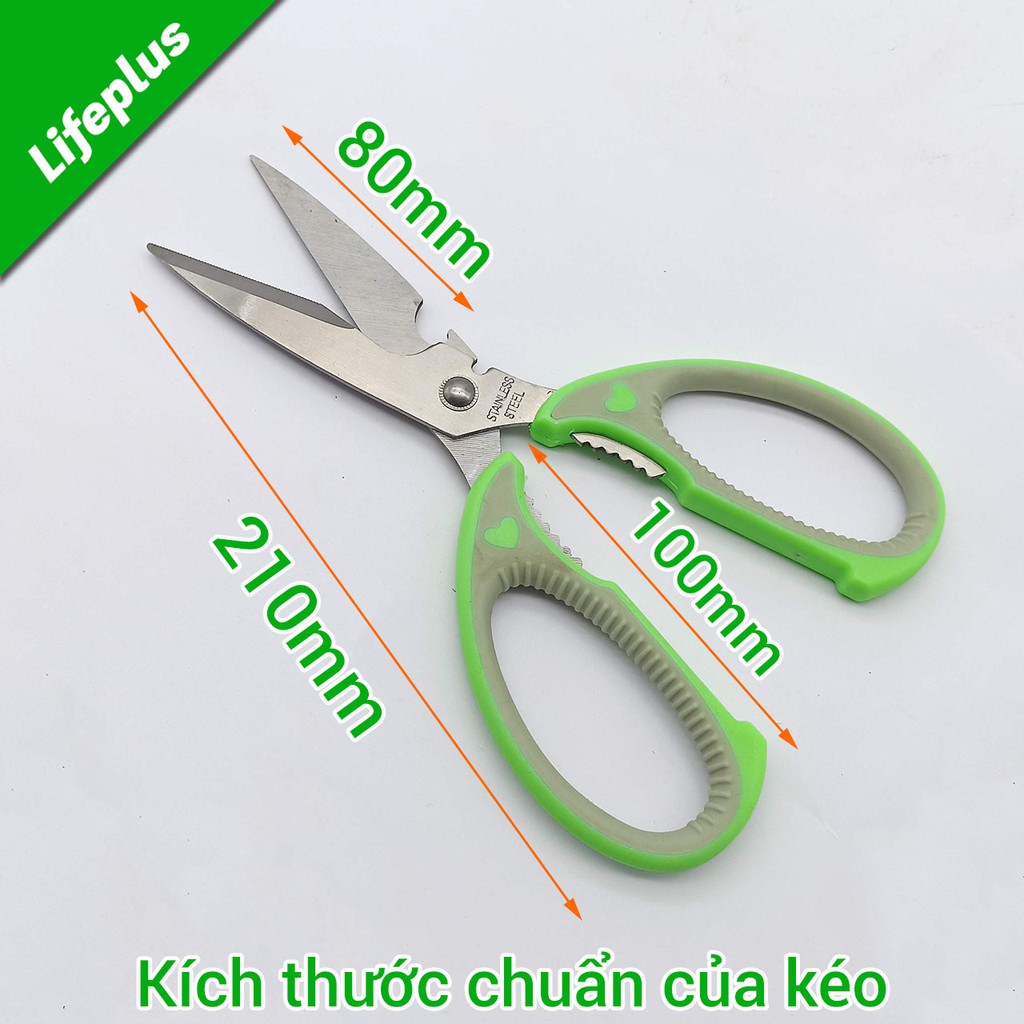 Kéo nhà bếp thép trắng 215mm chuyên cắt tôm gà, mở bia, kẹp quả, kẹp càng cua ghẹ