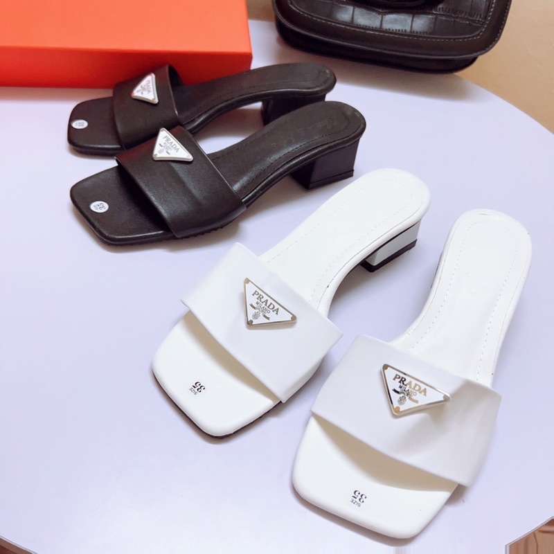 Guốc quai ngang tag Prrada gót vuông 4p dễ đi