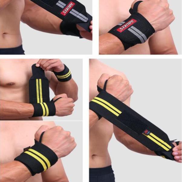 2 Chiếc Băng quấn cổ tay bảo vệ cổ tay Phụ Kiện thể thao Gym Aolikes Quấn cổ tay 2 sọc (1538) Authentic 100%