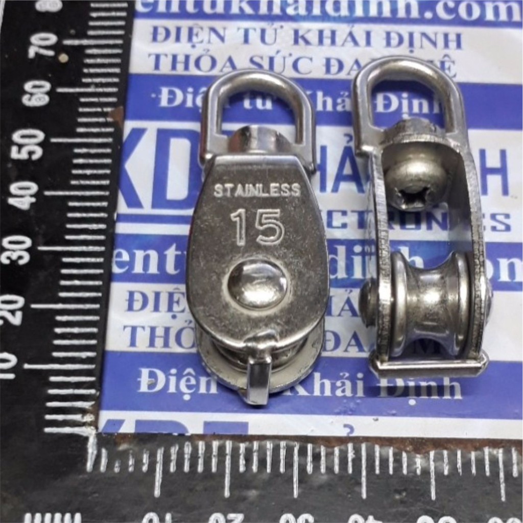 ròng rọc treo sắt mạ chrome không gỉ M15 dây phi 8mm kde4907
