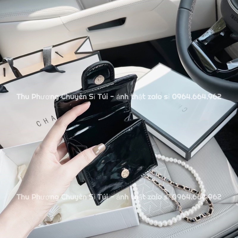 Túi mini đeo chéo CN logo x, hai dây xích và dây ngọc (hàng chuẩn ảnh)