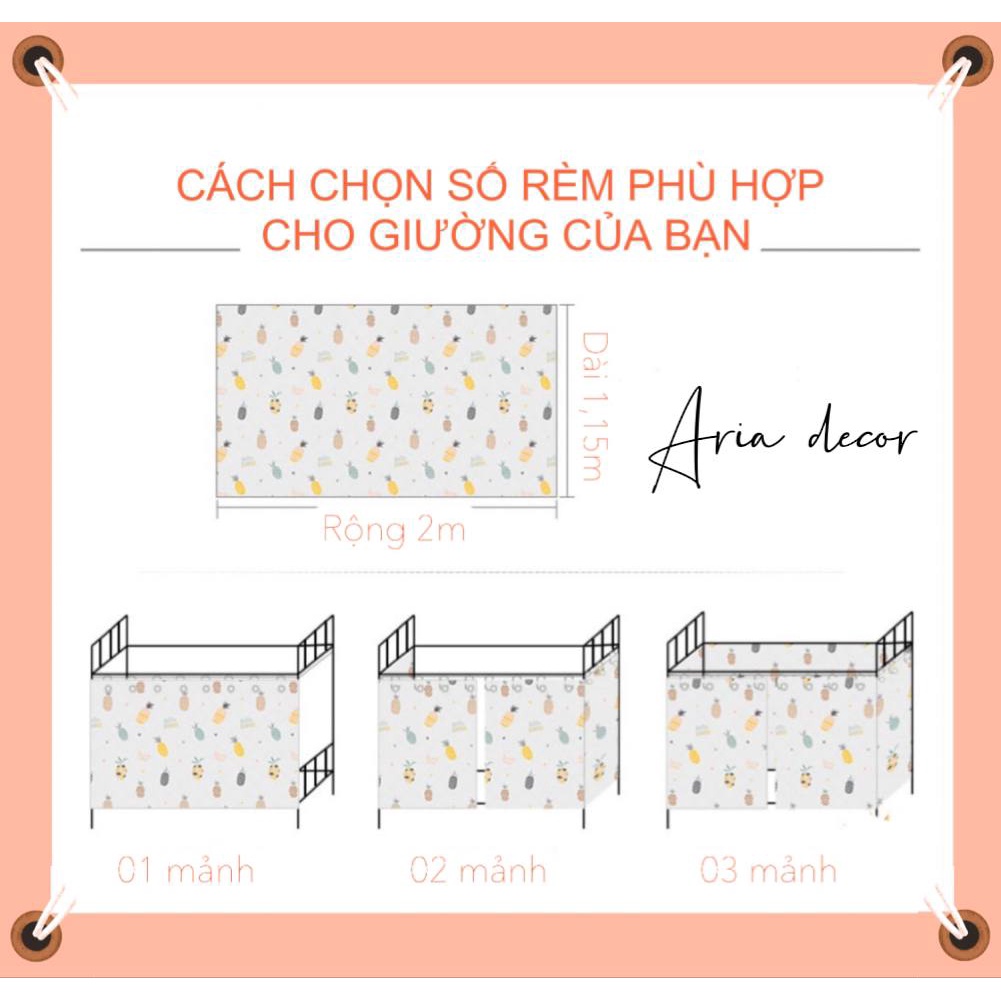 Rèm màn giường tầng ktx sinh viên 1 lớp ARIA DECOR, rèm kí túc xá che ánh sáng, chống muỗi