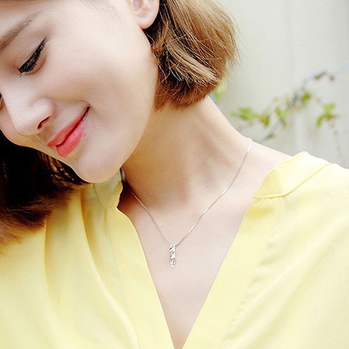 Dây Chuyền Charm Dây Mắc Xích Mạ Bạc 925 Mặt Con Mèo Cho Nữ