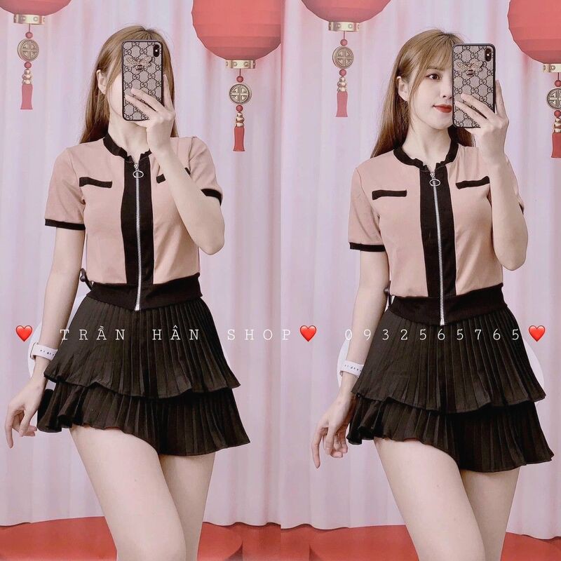 Cực xinh sắn ạ Áo khóa phối cộc tay nhiều màu hàng đẹp _