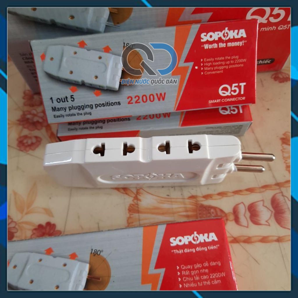 Phích cắm chia 3 - chia 5 Sopoka cắm gập được góc 90 độ