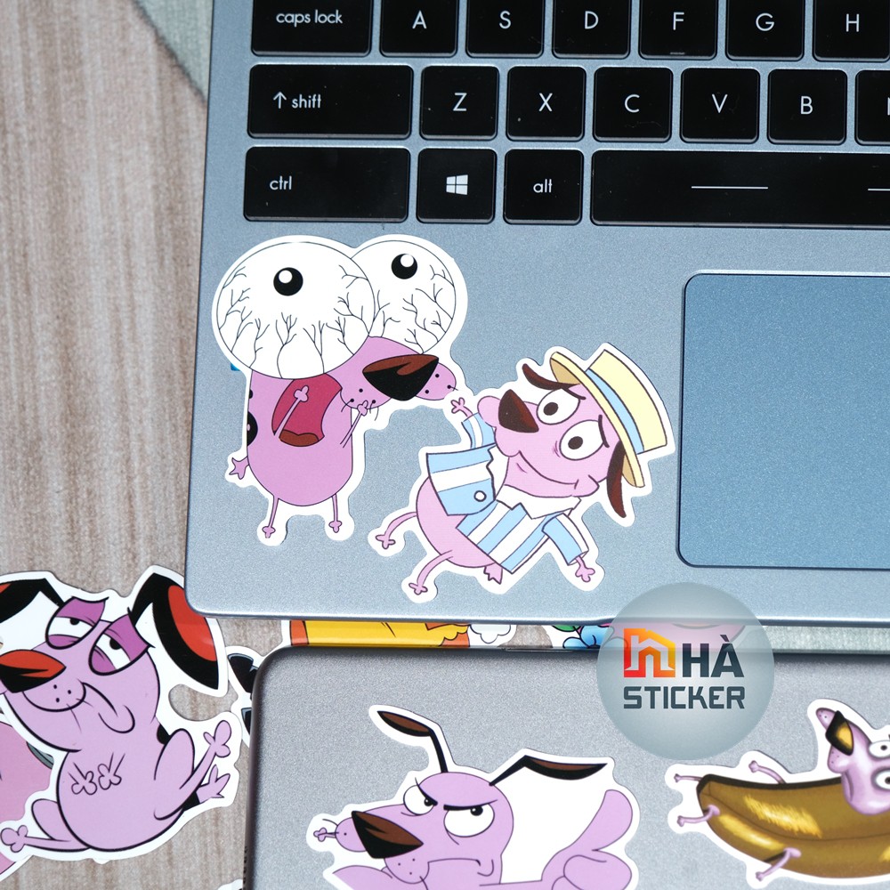 Set 50 Sticker Dán Chó Courage PVC Chống Nước | Dán Điện Thoại | Dán Laptop | Dán Mũ Bảo Hiểm | Dán Vali