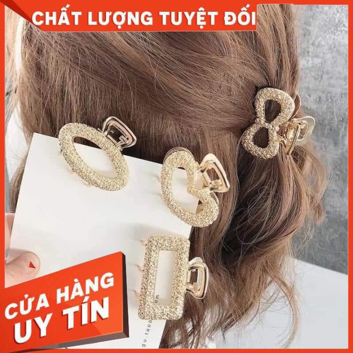 [Set 5c]Kẹp tóc Hàn Quốc mạ xi màu vàng bền màu cực hot 2020