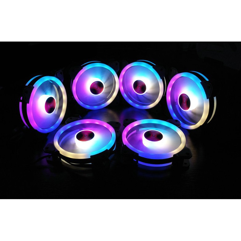 Bộ 3 Quạt Tản Nhiệt, Fan Case Coolmoon Ver 4 / V4 Led RGB - Kèm Bộ Hub Sync Main, Đổi Màu Theo Nhạc