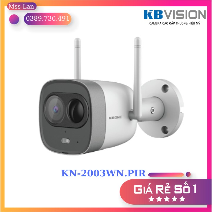 Camera IP WiFi Ngoài Trời  2.0Mp KBOne KN-B23RL (KN-2003WN.PIR), Hồng Ngoại 30m, Tích Hợp Cảnh Báo Bằng Đèn Cảnh Báo