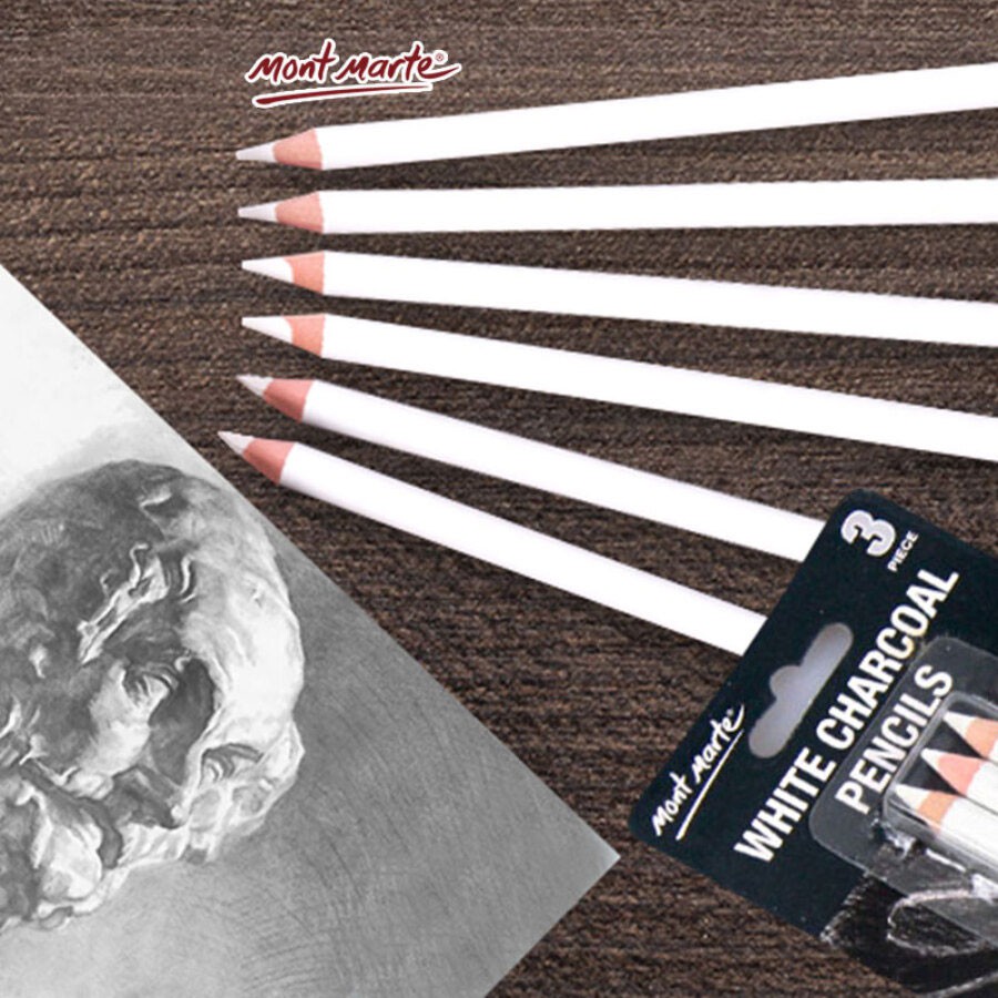 [Lộc's Art Store] Bút Chì Trắng Mont Marte MPN0041 (White Charcoal Pencils)