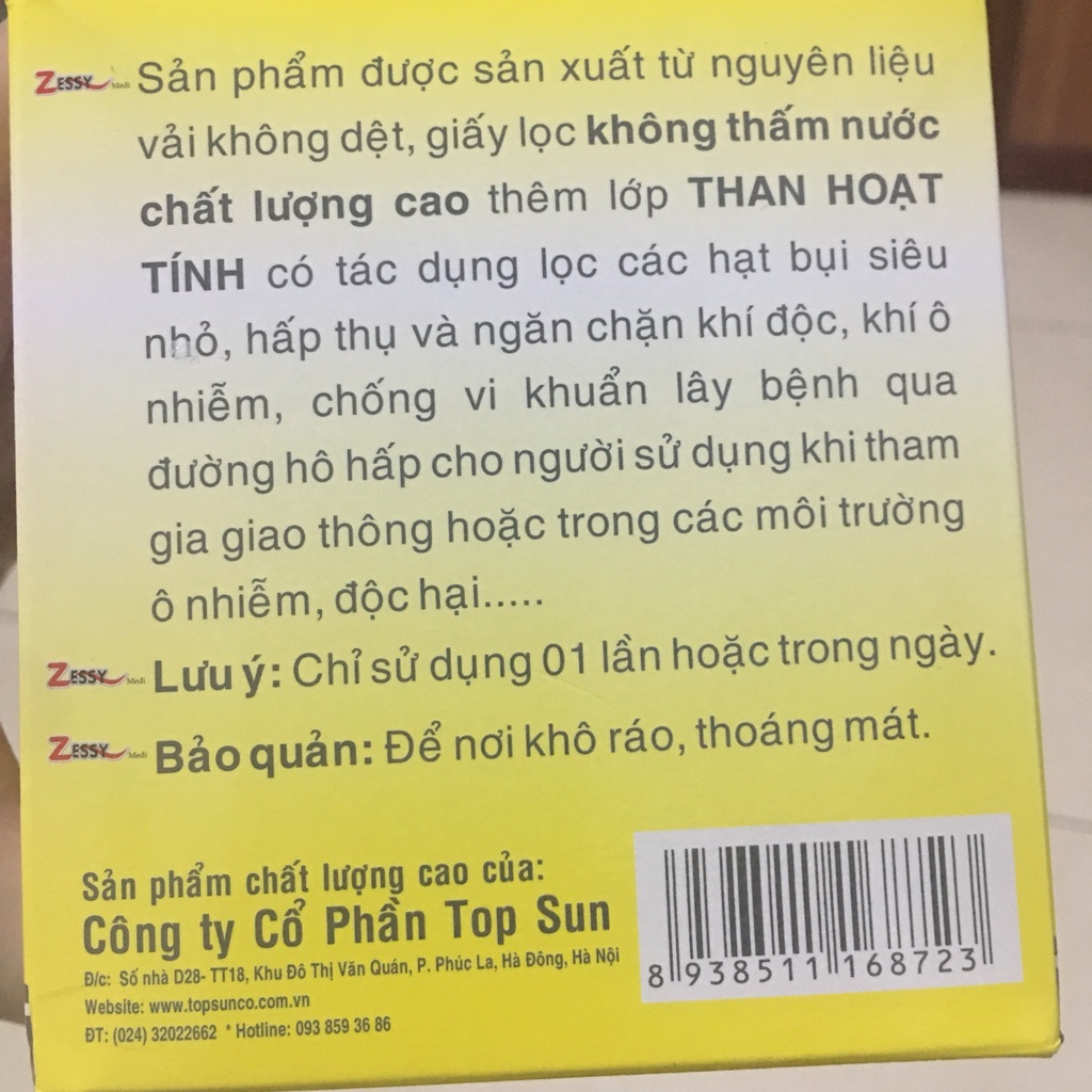 Khẩu trang y tế chuẩn chính hãng ZESSY hộp 50 chiếc