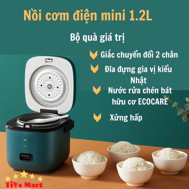 [HÀNG LOẠI 1] Nồi Cơm Điện Mini Đa Năng JIASHI 1,2L Hàng Nội Địa Cao Cấp_TiVa Mart