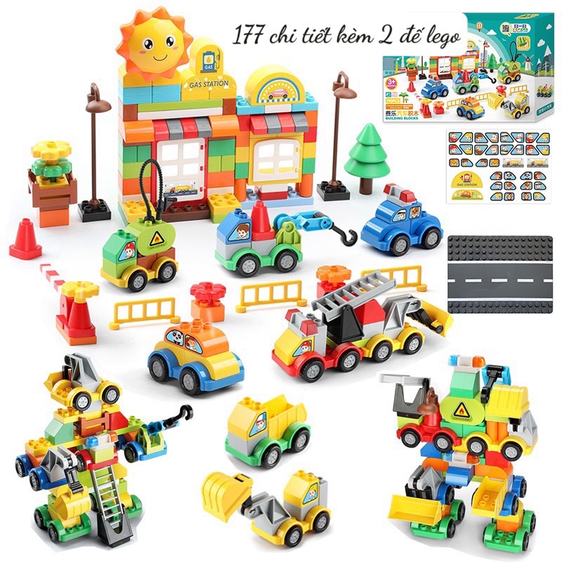 [Mã LIFE0503TOYS1 giảm 10% đơn 150k] [TẶNG 2 ĐẾ ĐƯỜNG RAY] LEGO duplo oto chủ để Gas Station Feelo