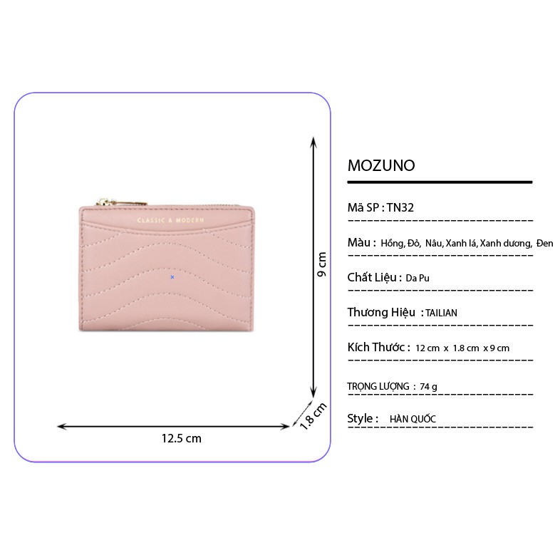 Ví Nữ Cầm Tay Mini Chính Hãng TAILIAN Vân Sóng Siêu Xinh Chất Da Pu Mềm Mịn Siêu Đẹp TN32 - Mozuno | BigBuy360 - bigbuy360.vn