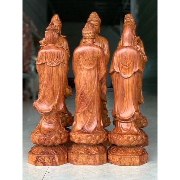 [giare] Bộ Tam Thánh Phật đứng gỗ hương