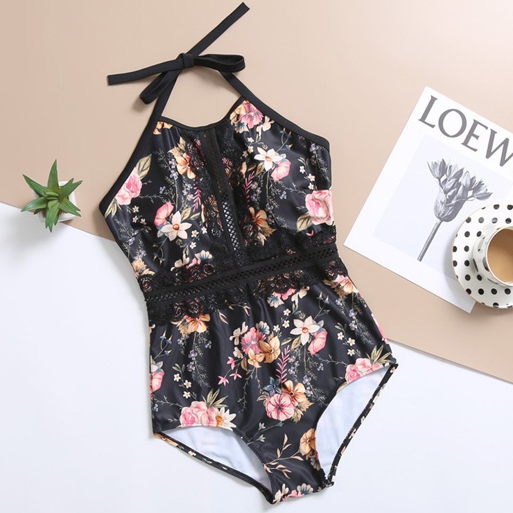 Bikini Liền hoa QC 8603 ❤️[Freeship][Che khuyết điểm]❤️ Đồ bơi đi biển Dây buộc Quyến rũ, Gợi cảm