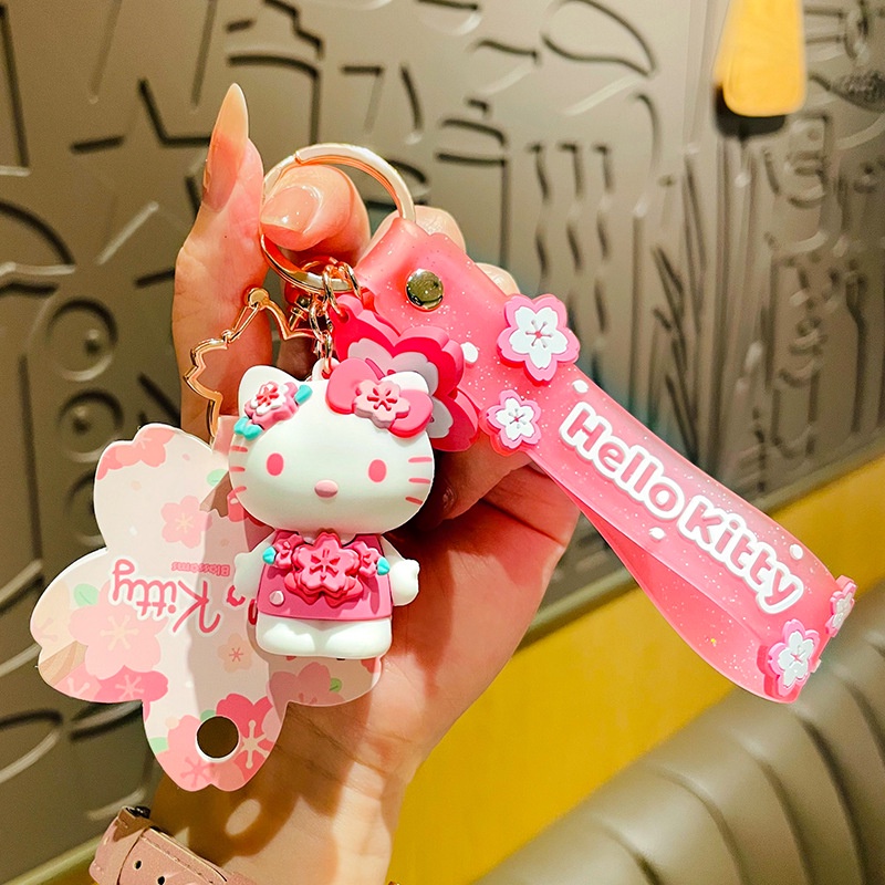 SANRIO Móc Khóa Hình Búp Bê Hello Kitty Màu Hồng Dễ Thương