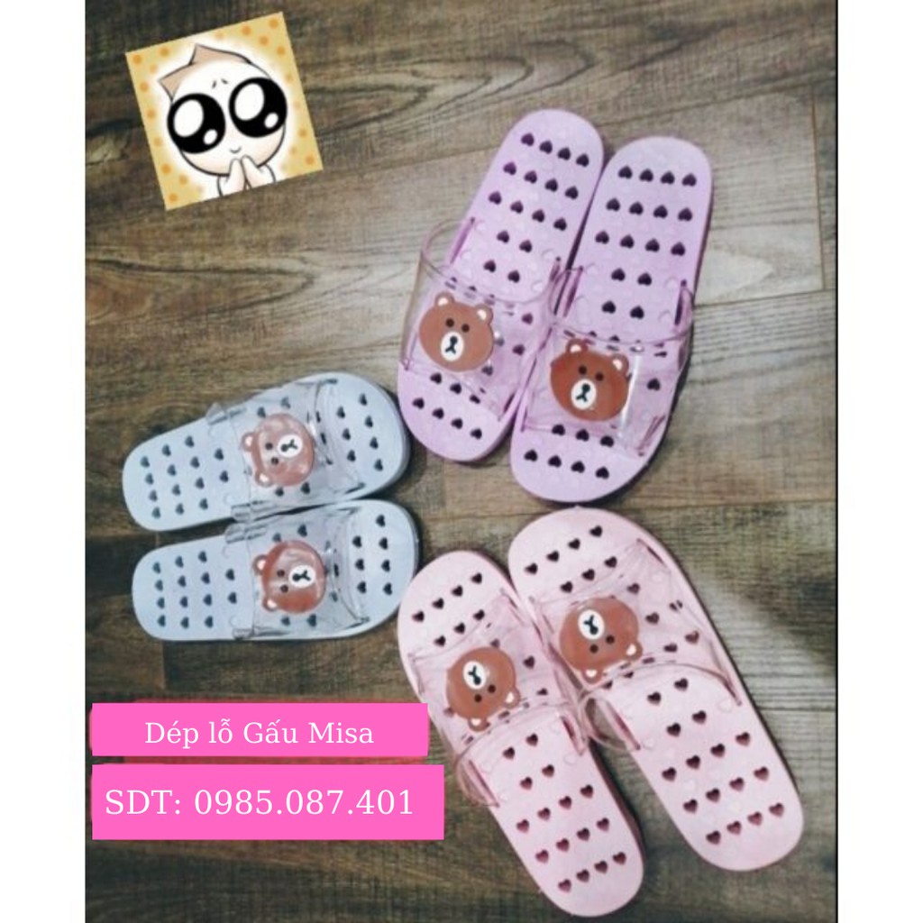 Dép lỗ gấu Misha quai trong đi trong nhà, nhà tắm - Hàng Có Sẵn Tại Shop Bun Shop