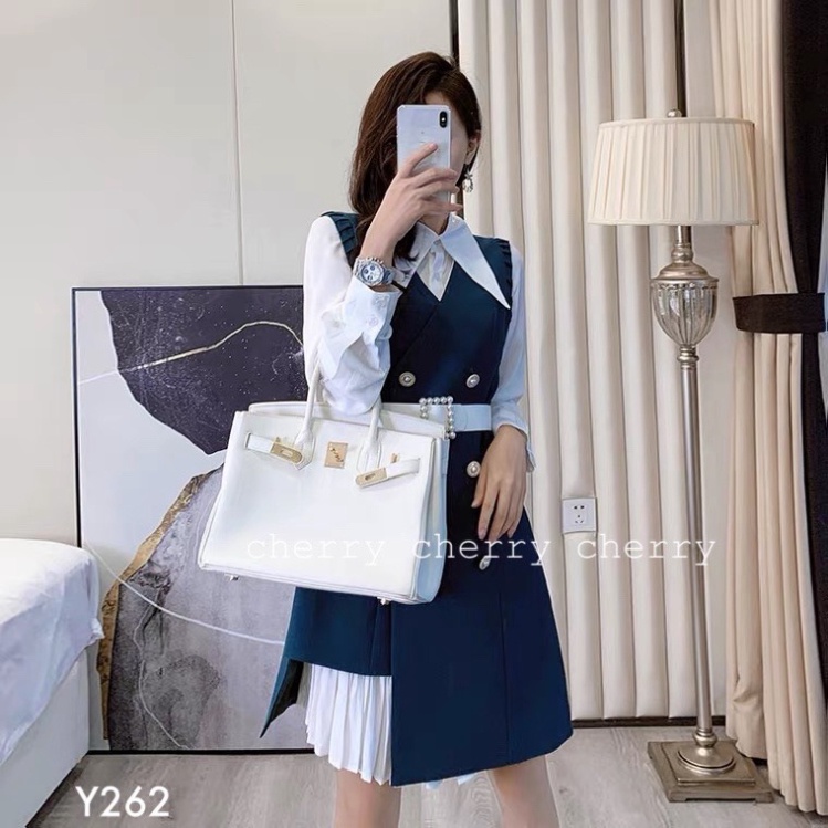 Sét văn phòng váy yếm sơmi thời thượng Y262