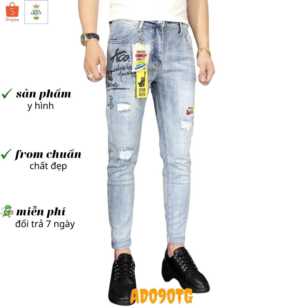 Quần jean nam tenji ad96tg jean nam mẫu mới trẻ trung thời trang tg smn hàng cao cấp thời trang tenji store (43 - 70kg)