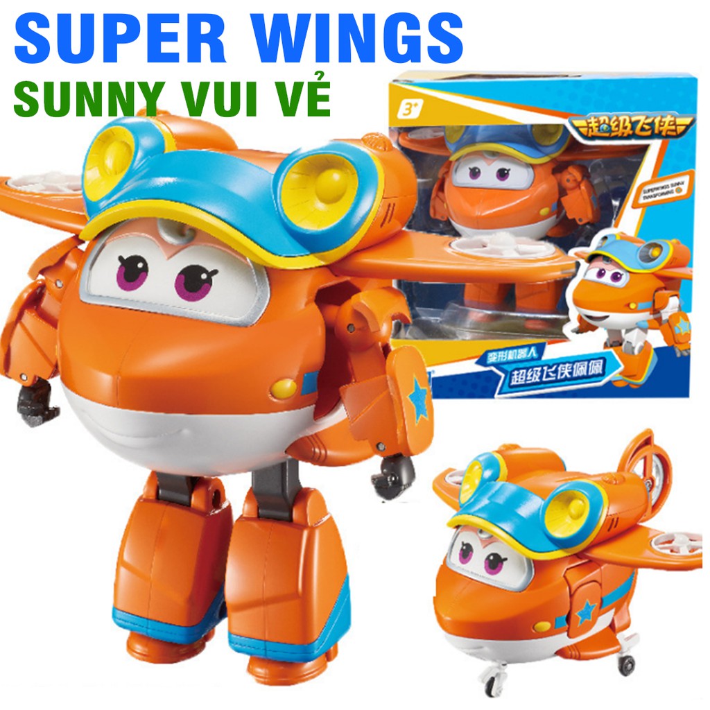 Super wings mô hình Sunny vui vẻ robot biến hình máy bay cỡ lớn bằng nhựa cao cấp (mẫu mới) đội bay siêu đẳng