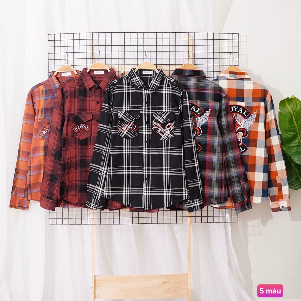 Áo sơ mi nam Sọc Caro Tay Dài Thêu Cao Cấp Quảng Châu Cotton Mềm Mịn Nhiều Màu M250