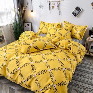 Bộ chăn ga gối , drap giường chất cotton poly họa tiết cỏ vàng